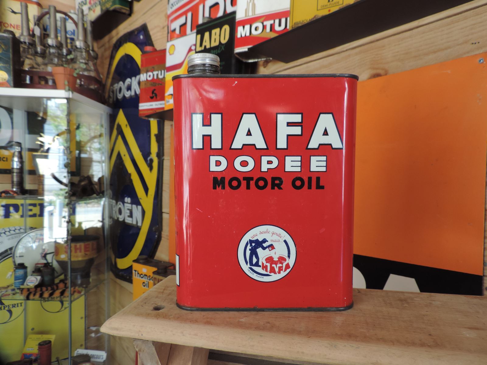 Ancien Gros Pot A Graisse huile HAFA Automobile Bidon Garage Collection  vintage