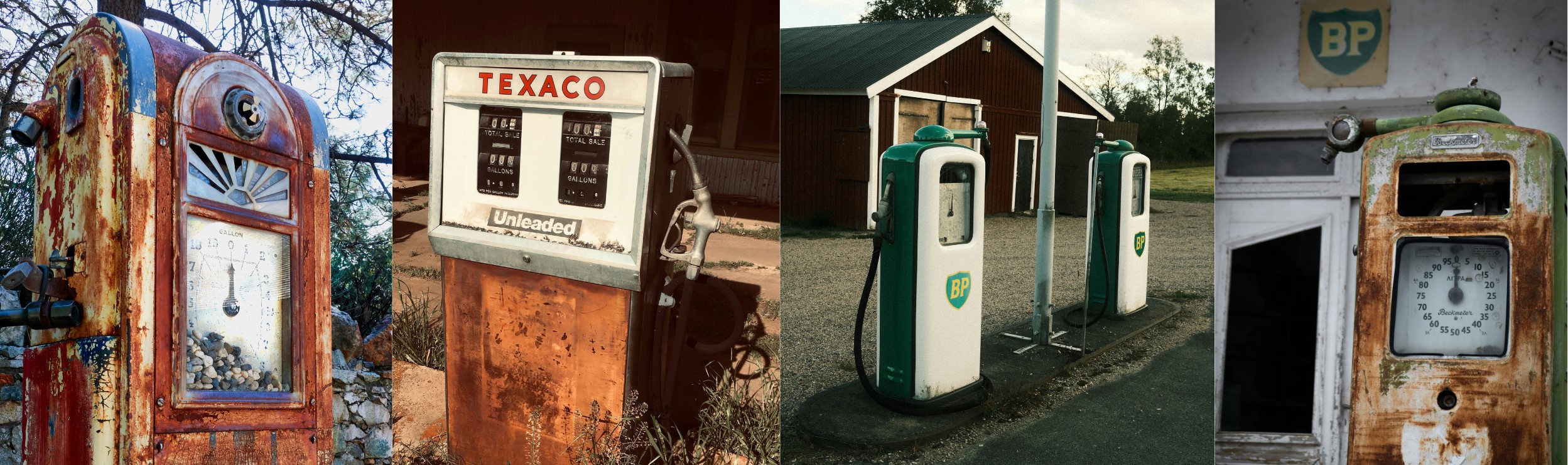 Pompes à essence anciennes garage vintage